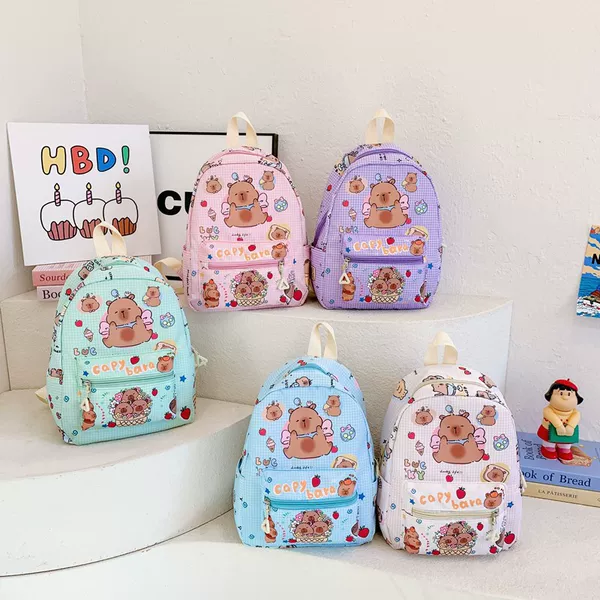 Spring and Summer New Cute Cartoon Large-Capacity Children's Schoolbags for Primary School Girls Cartoon Bear Print Nylon Backpack