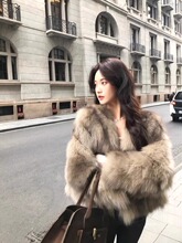 加厚短款毛毛外套冬季维多利亚时尚狐狸毛皮草新款环保海宁女2025