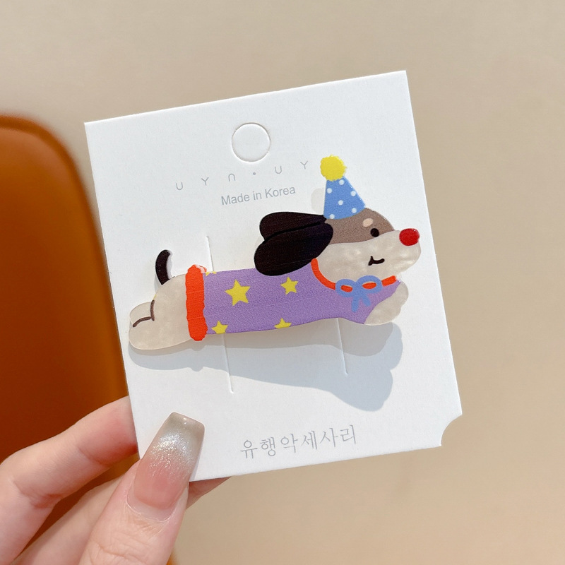 Clipper de cabello de perro manchado fresco dulce lindo animal caricatura gato no daña el cabello lateral fijado cabello de mujer