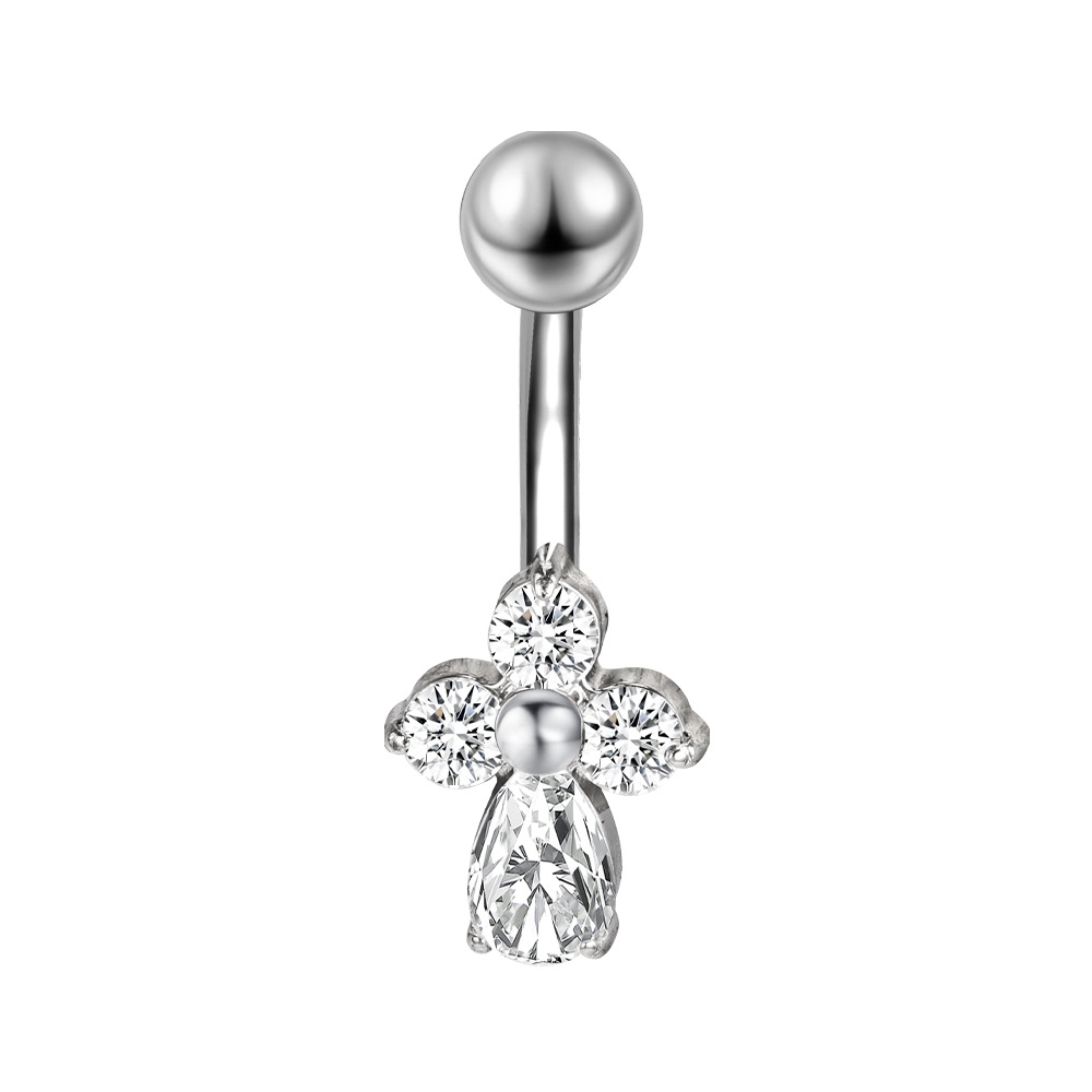 Zesen Stainless Steel 5A Zircon Titanium Steel Diamond Umbilical Ring Body Piercing Jewelry detail image 7