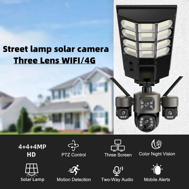 V380 Low-Power New Solar Street Light Remote Viewing No-Layout Night Vision Full-Color 4g Surveillance Camera