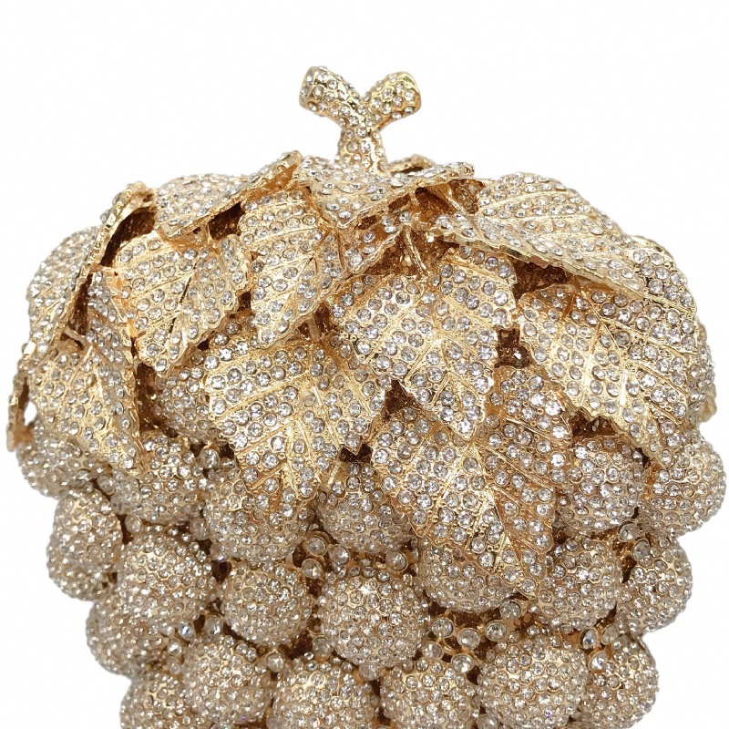Seleccione estrictamente el nuevo paquete de cena de diamantes de uva, bolsas de metal llenas de diamantes transfronterizas, bolsas de vestido de banquete europeas y estadounidenses.