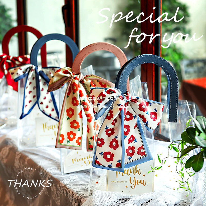 结婚喜糖盒伴娘伴手礼女闺蜜生日实用ins风手提袋透明礼袋