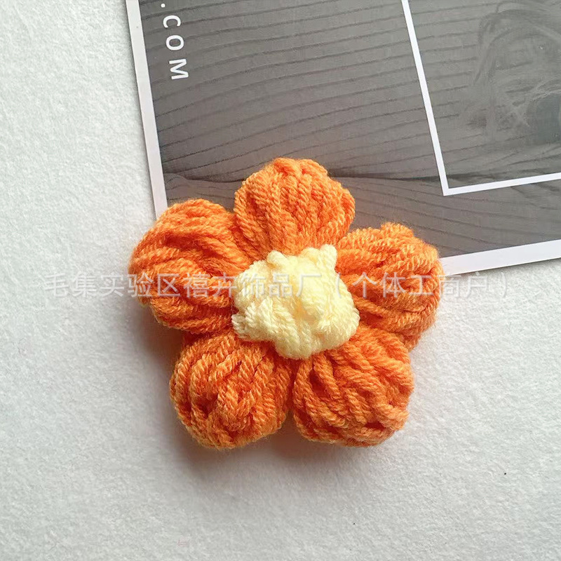7cm ダブルラインビッグパフフラワーハンドフックウールフラワー五弁花 DIY 胸花ヘアピン衣類アクセサリーアクセサリー|undefined