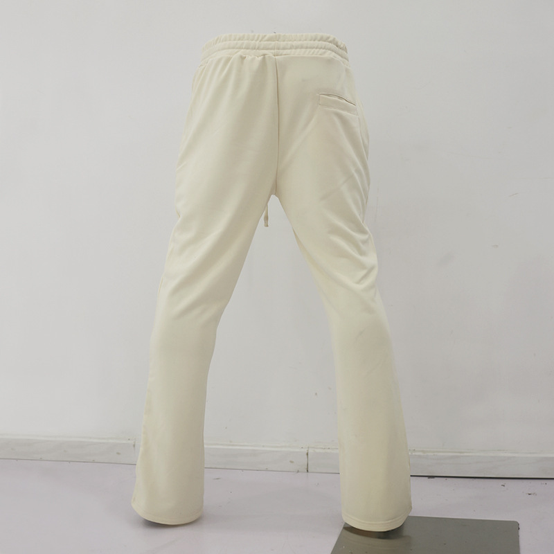 Men's Clothing heavyweight flared drawstring trousers solid color retro slim men's casual trousers trend_voghion.com