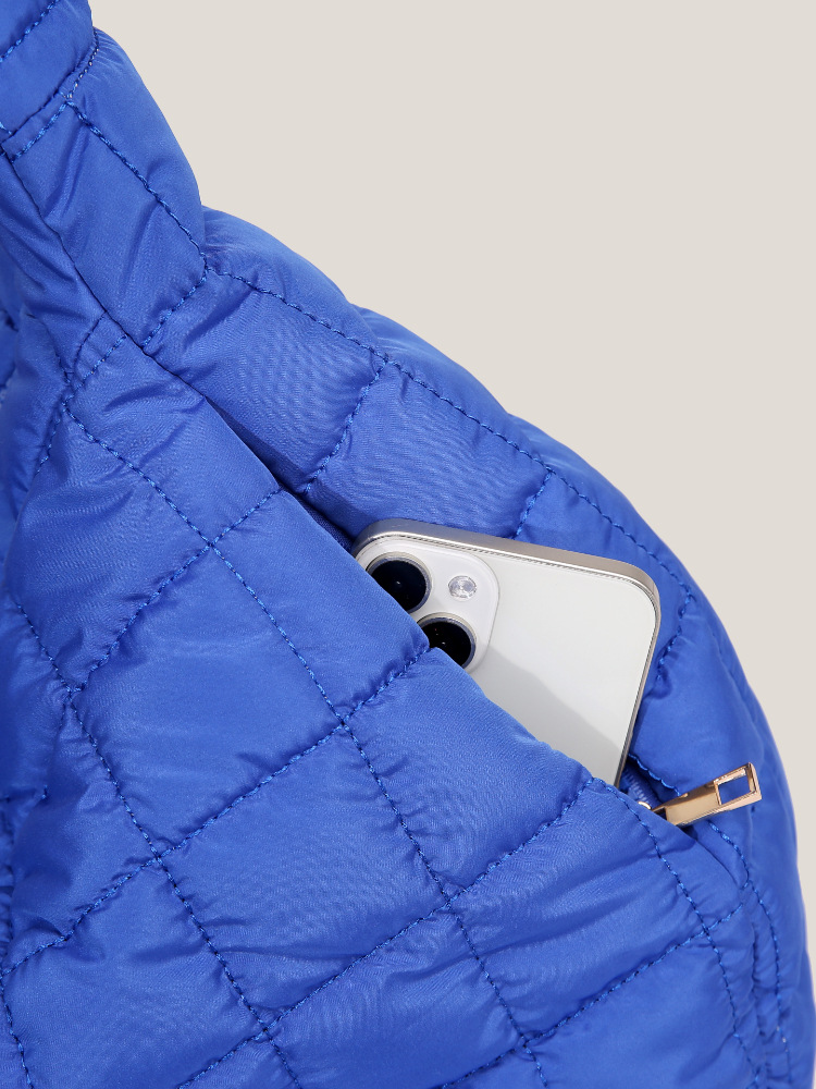 Bolso de Hombro de Moda para Mujer, Otoño e Invierno, Estilo Nube, Nylon Plisado, Tipo Dumpling, Bolso de Axila, Diseño Único a Cuadros, Color Sólido