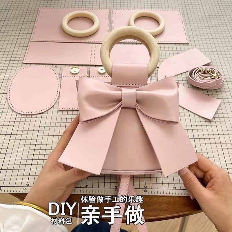 Сумка через плечо с бантом, кошелек, ведро, handmade