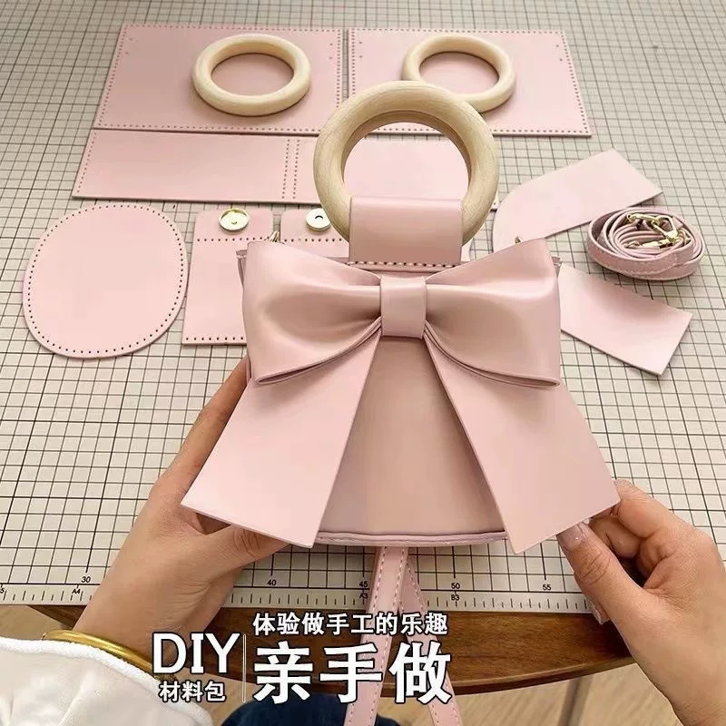 Сумка через плечо с бантом, кошелек, ведро, handmade