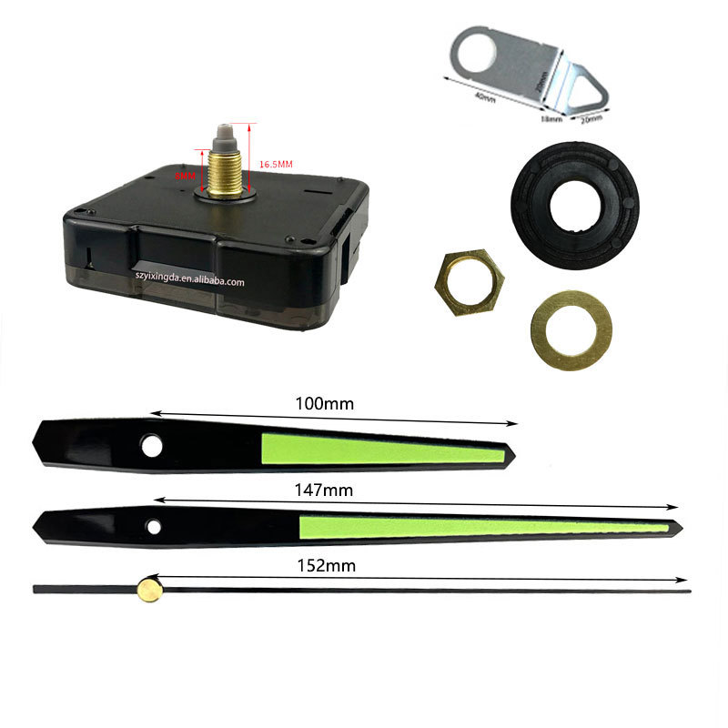 Set completo de movimiento de reloj nuevo modelo, venta caliente transfronterizo, silencioso y fluorescente luminoso, aguja de reloj metálica, para reloj de pared DIY