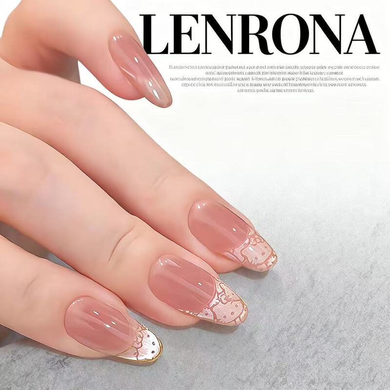 Kt Powder Cat Eye Wearable High-End Whitening New Style Natural Nail Art Finished Product Removable Nail Stickers Nail Pieces