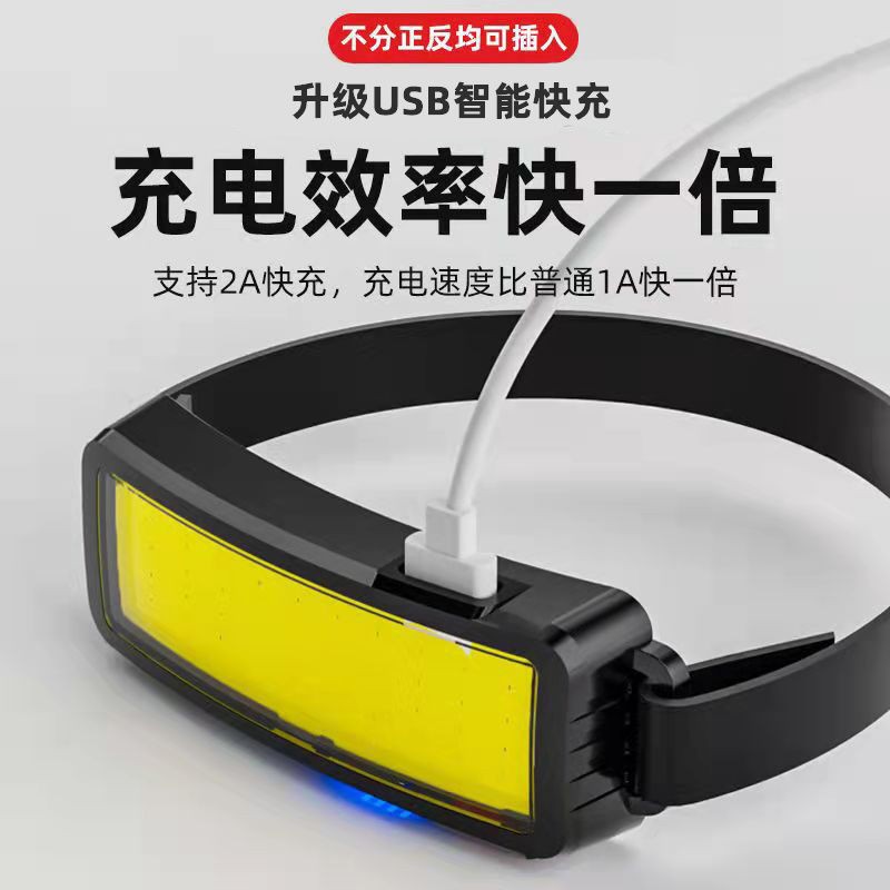 Linterna frontal COB de alta luminosidad, recargable por USB, reflector para exteriores, pesca, ciclismo, correr de noche.