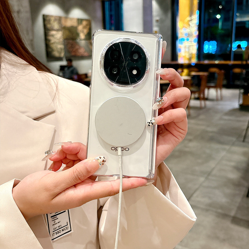 OPPOFindN 50% off スタックスクリーン携帯電話ケースに適したアイスクリスタル高透過率磁気吸引ファインド n5 バッグ中央軸保護カバー|undefined