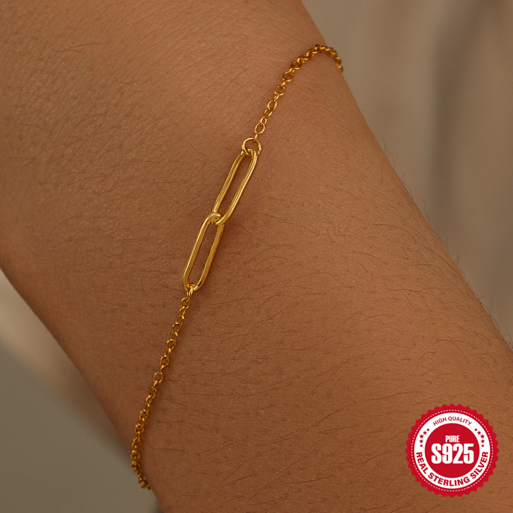 El nuevo s925 de plata de ley, elegante y simple, superficie de paisaje ins con clip, temperamento apilado, pulsera versátil