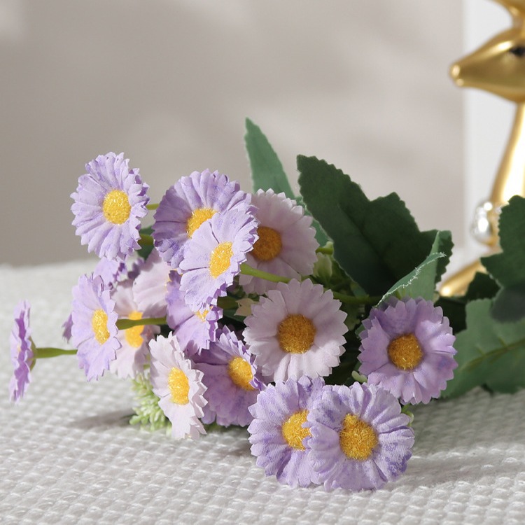 Flores artificiales, margaritas, decoración de la mesa de la sala de estar, flores falsas, arreglos florales de alta gama, accesorios de disparo