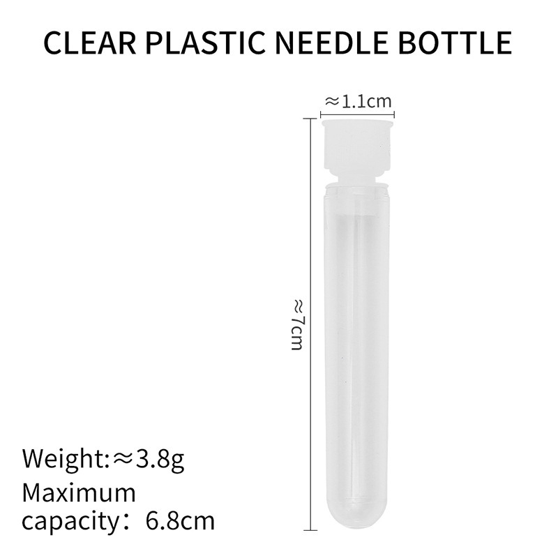 Tubo de aguja, almacenamiento de plástico transparente, botella de aguja, herramienta de costura de bricolaje hecha a mano, tubo de almacenamiento de aguja de coser a mano para el hogar, tubo de aguja