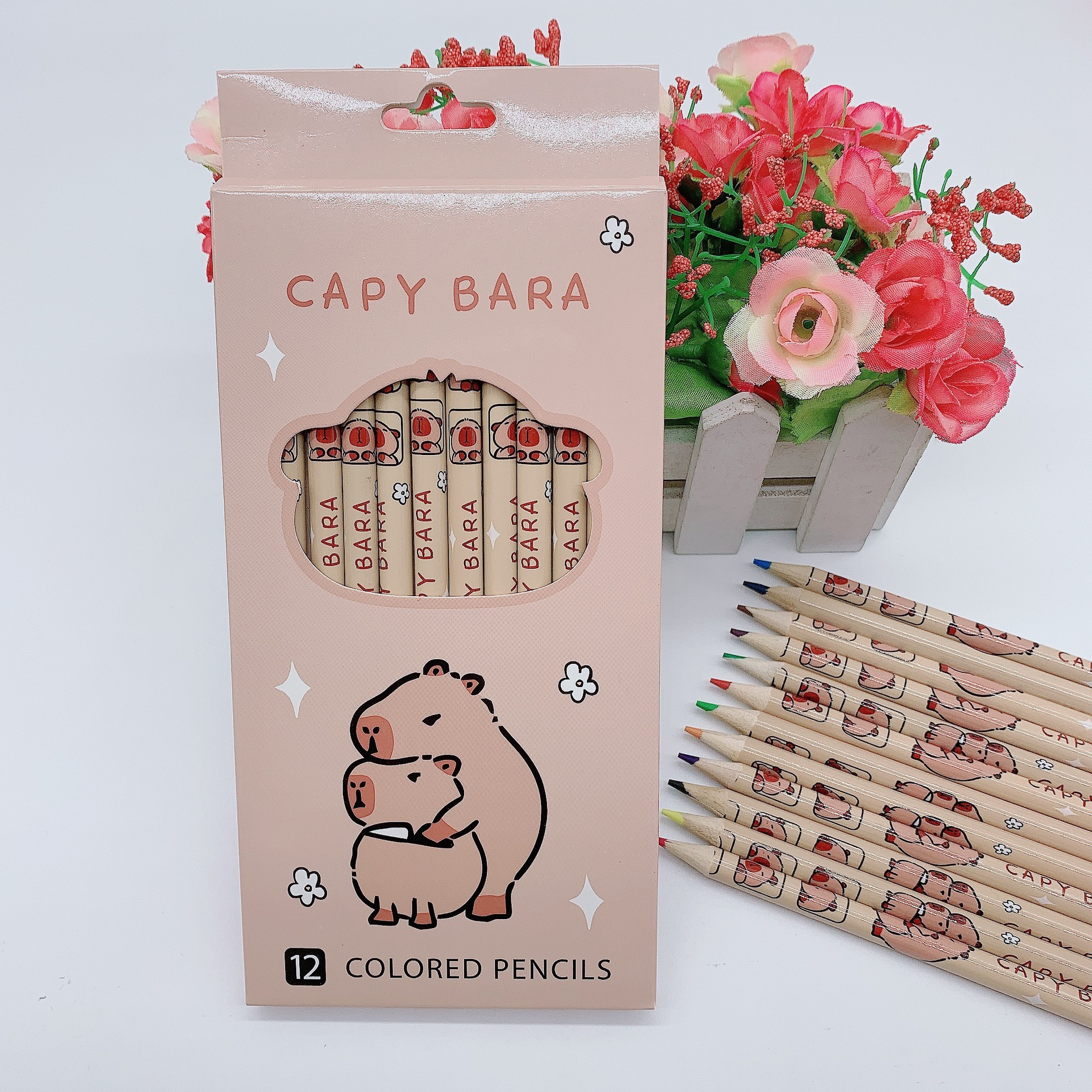 Cartoon wooden stationery painting
