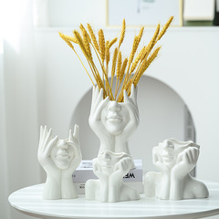 現代簡約INS時尚異形白色亮光陶瓷花瓶擺件亞馬遜家居裝飾品擺件