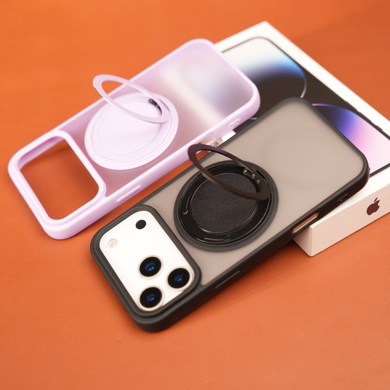 适用iPhone17promax肤感磨砂手机壳苹果16旋转磁吸支架防摔手机壳|undefined