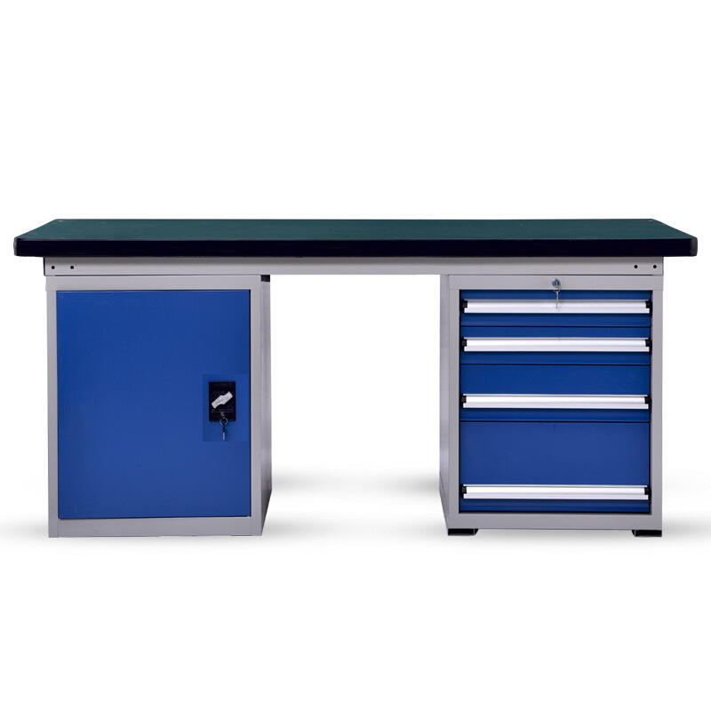 重型不锈钢固定焊接工作台带轮操作台车间单层推车全钢木实验台桌