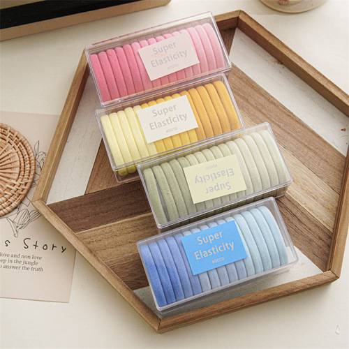 Colorful boxed seamless hair ties for women, simple hair ties, high elasticity and durability, high ponytail rubber bands