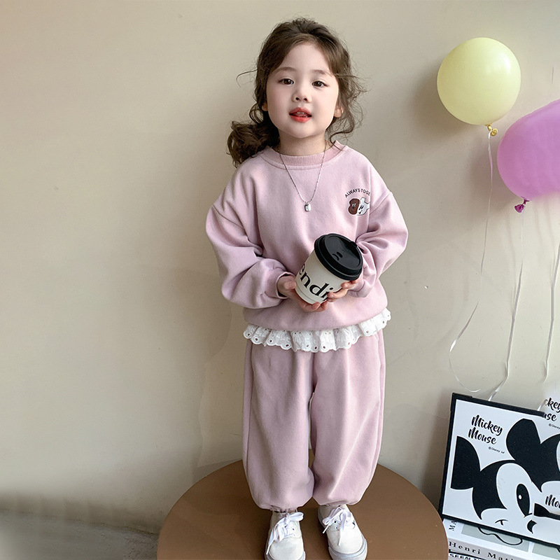 女童卫衣套装秋季2025新款儿童洋气时髦秋装女宝宝后背印花两件套|undefined