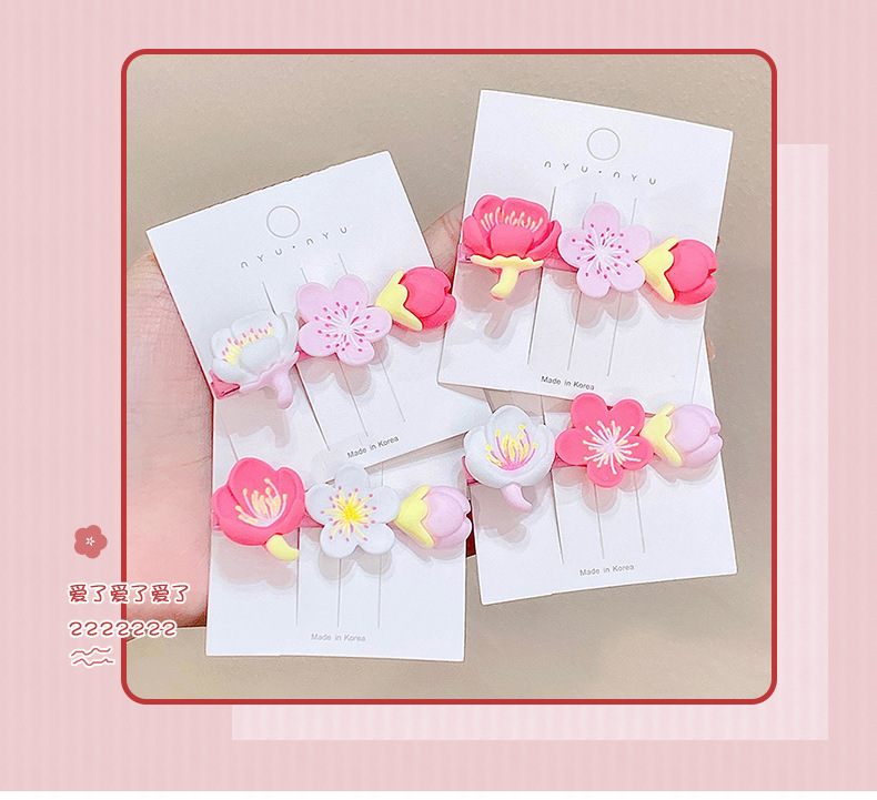 Cute Pink Flower Shape Metal Hair Clip Set display picture 5