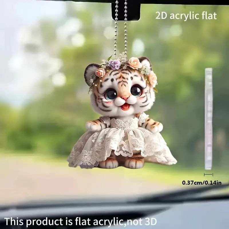 Acrílico nuevo vestido de boda pequeño tigre colgante de vacaciones plano transfronterizo espejo interior decoración colgante mochila