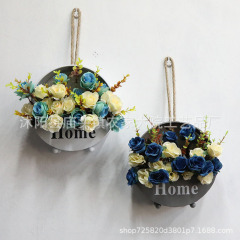 Wholesale American wall hanging flower basket wall decoration hanging basket iron wall hanging living room bedroom dining room decorative flower basket flower pot