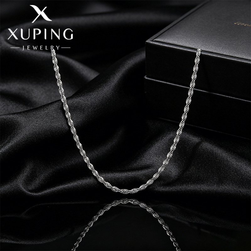 Xuping simple ins cadena de onda de feng shui aleación de cobre chapado blanco doble onda de agua cadena de joyas transfronterizas al por mayor mujeres