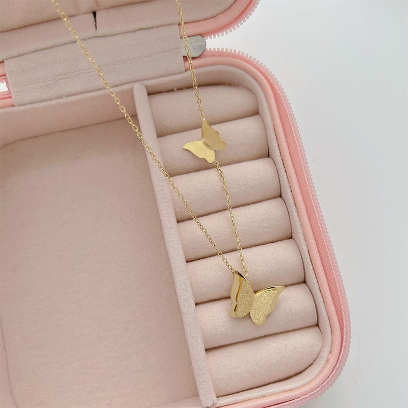 Women Sweet Butterfly Stainless Steel Necklace Plating Metal Stainless Steel Necklaces_colorza_2