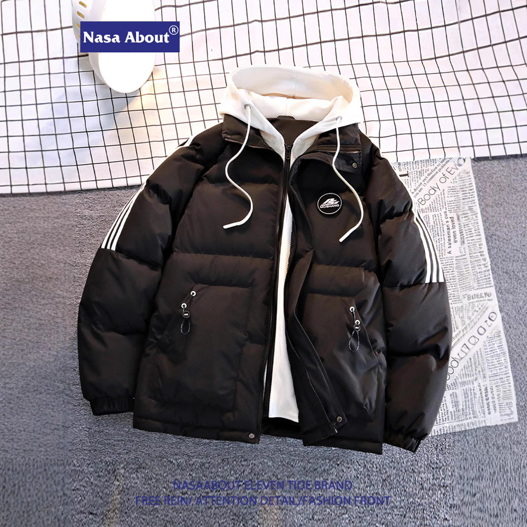 Fake NASA dos piezas engrosadas chaqueta de plumón hombre 2024 nuevo otoño invierno chaqueta caliente de moda casual juvenil