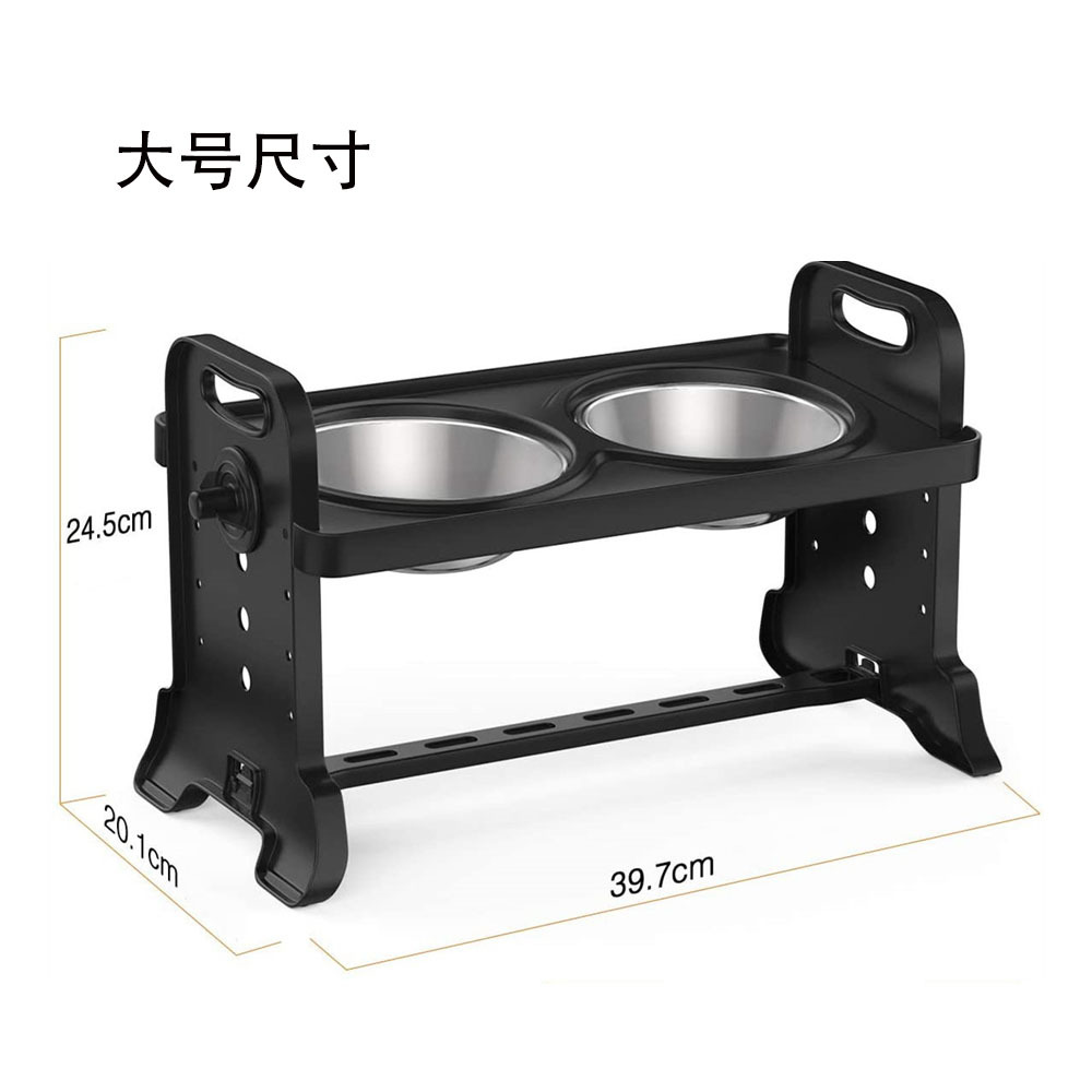 Altura ajustable Pet Bowl rack de elevación de acero inoxidable gato tazón de fuente de elevación de doble propósito perro tazón de fuente de alimentación inclinada estante