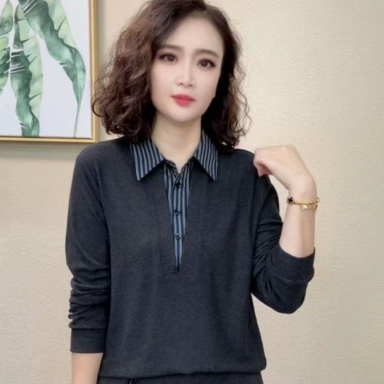 Trendy and Versatile Patchwork Shirt Collar Fake Two-Piece Top for Autumn 2025, Popular for Dropshipping and Live Broadcasts