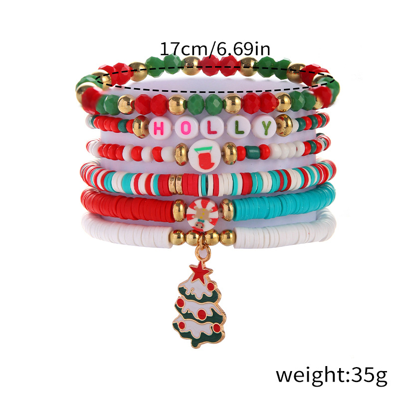 30g Weight Alloy Pendant Material Bracelets Classification soft clay Chain Material Beaded Chain Chain Type 1 Set Quantity Daily Occasion Alloy, soft clay Material Christmas Festival Christmas Tree, Santa Claus, Snowflake Pattern Women's Gender Simple Style Style Simple Style Christmas Tree Santa Claus Snowflake Alloy Soft Clay Beaded Chain Beaded Bracelets Wholesale 3
