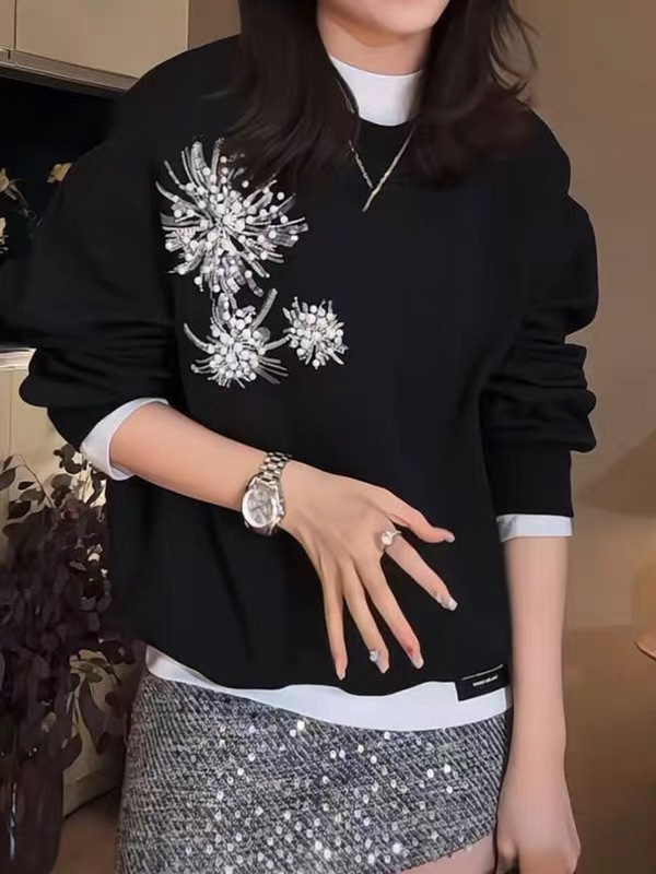秋冬针织女装长袖珠片卫衣亮片短裙套装女秋冬款时尚女装|undefined