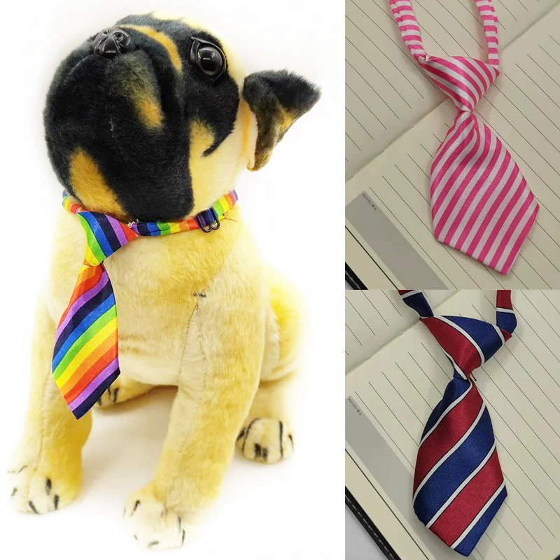 В наличии Полосатый галстук для домашних животных Галстук-бабочка Галстук для кошек и собак Цветной полосатый принт Маленькие аксессуары для воротника для галстука Cross Border