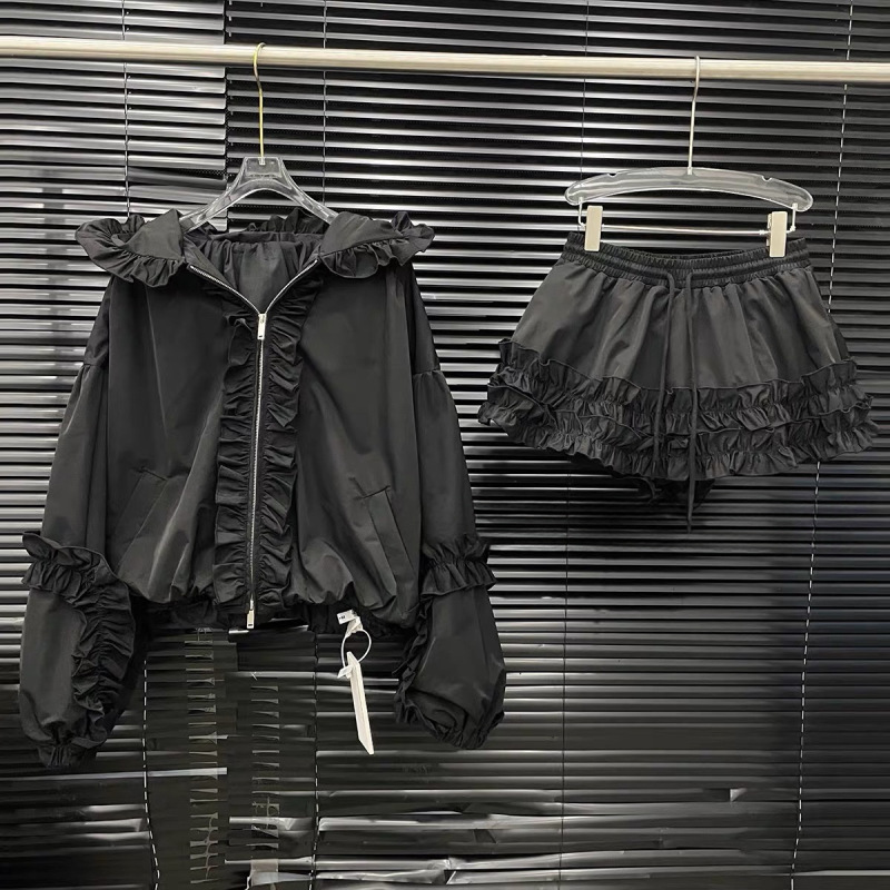 2026 Spring New Style Ruffled Jacket Women's Casual Loose Fashion Hooded Jacket + Skirt Set 2026 Spring New Style Ruffled Jacket Women's Casual Loose Fashion Hooded Jacket + Skirt Set