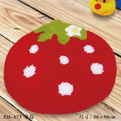 Avtomobil döşəmə paspasları — Embroidery Car Seat Mat Handmade Carpet - zd173-strawberry-50cm-white-net-cross