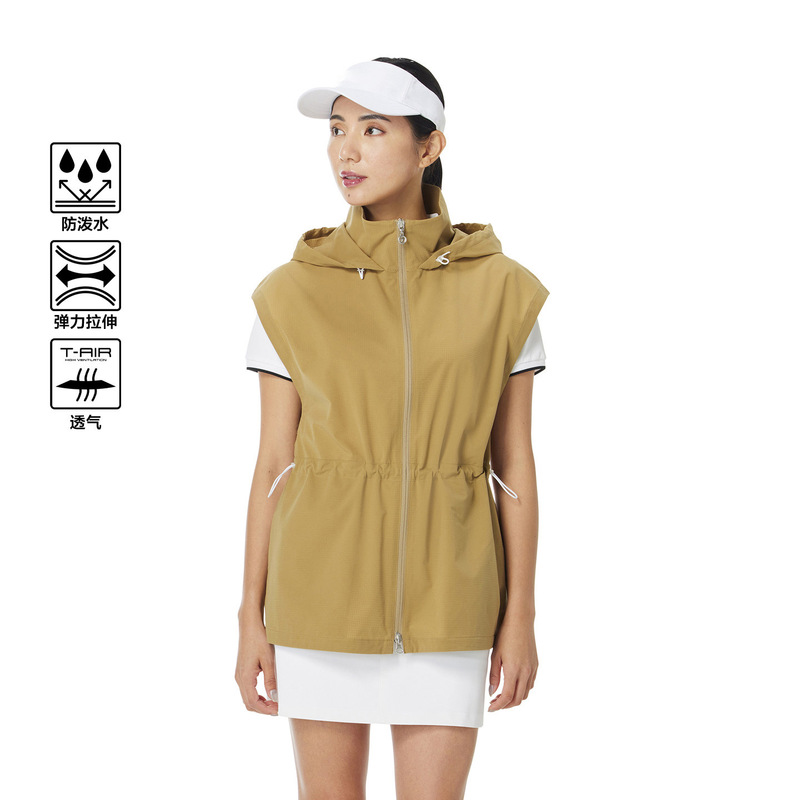 Customized Women's Hooded Sleeveless Vest, Windproof, Versatile and Fashionable Golf Vest, Golf Outdoor Sports Windbreaker