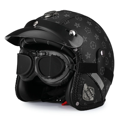 and winter pedal 3/4 helmet, Motosiklet dəbilqələri - m-black-print-black-mirror-free-brim-face-towel