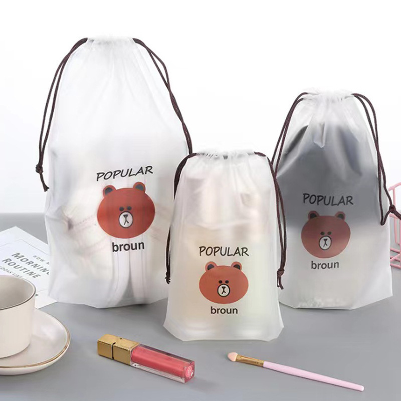 Pe包装袋熊束ポケット綿柔巾洗顔収納袋透明プラスチックフロスト巾着袋現物卸売り|undefined