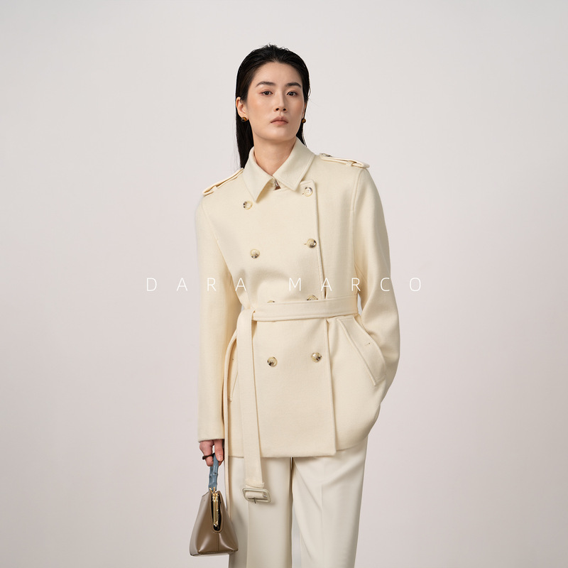 B's Cabinet 2W+ Kensington Version Tr*Nch Mid-Length Mulberry Silk Double-Breasted Windbreaker Cashmere Coat for Women B's Cabinet 2W+ Kensington Version Tr*Nch Mid-Length Mulberry Silk Double-Breasted Windbreaker Cashmere Coat for Women