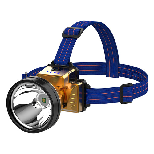 One piece headlamp gold silver outdoor camping headlamp long range electric display fishing lighting wholesale