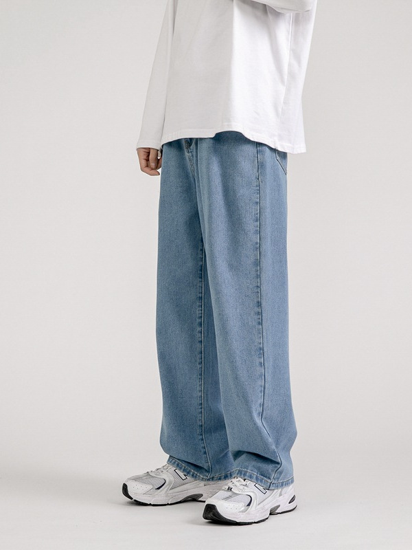 LKTM para hombre # jeans para hombre Four Seasons 2024 nuevo estilo ins pantalones de trapeador casuales de pierna ancha y recta sueltos