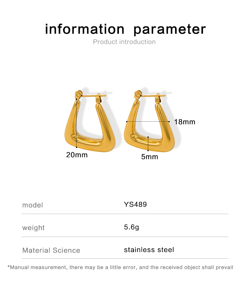 9g Weight Earrings Classification Ins Style Simple Style Trapezoid Titanium Steel Plating Earrings