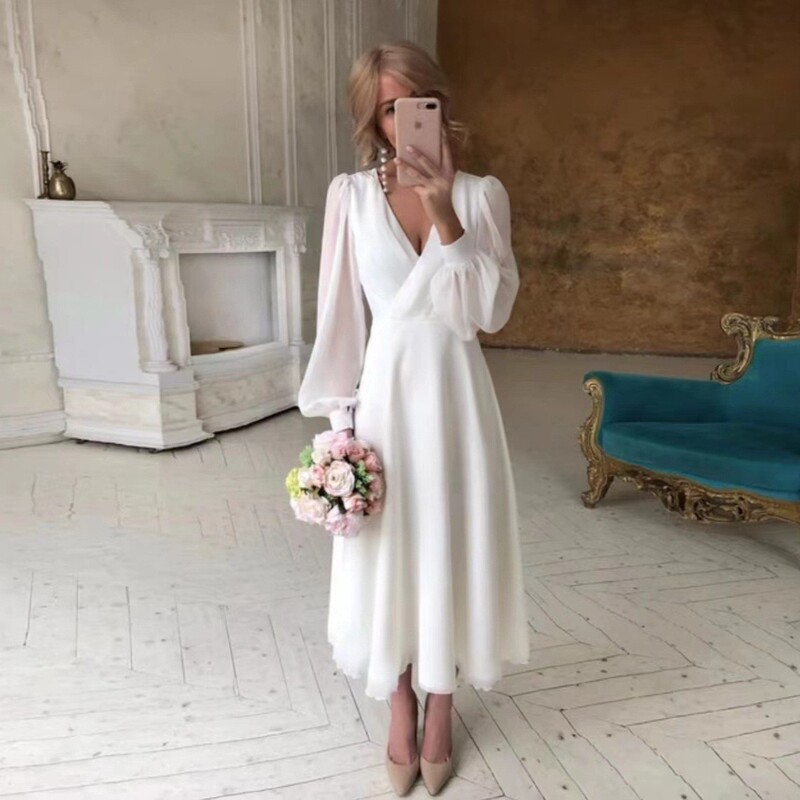 2026 Model Wedding Long-Sleeve Ultra-Fairy Simple White Evening Dress for Travel Photography, Ebay Mini Dress, Cross-Border In-Stock Wholesale 2026 Model Wedding Long-Sleeve Ultra-Fairy Simple White Evening Dress for Travel Photography, Ebay Mini Dress, Cross-Border In-Stock Wholesale