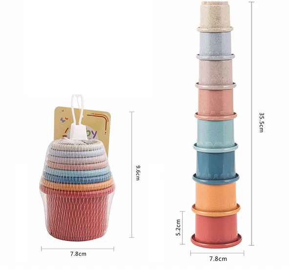 617-41 Cartoon stacked cups [8PCS] stacked cups random colors