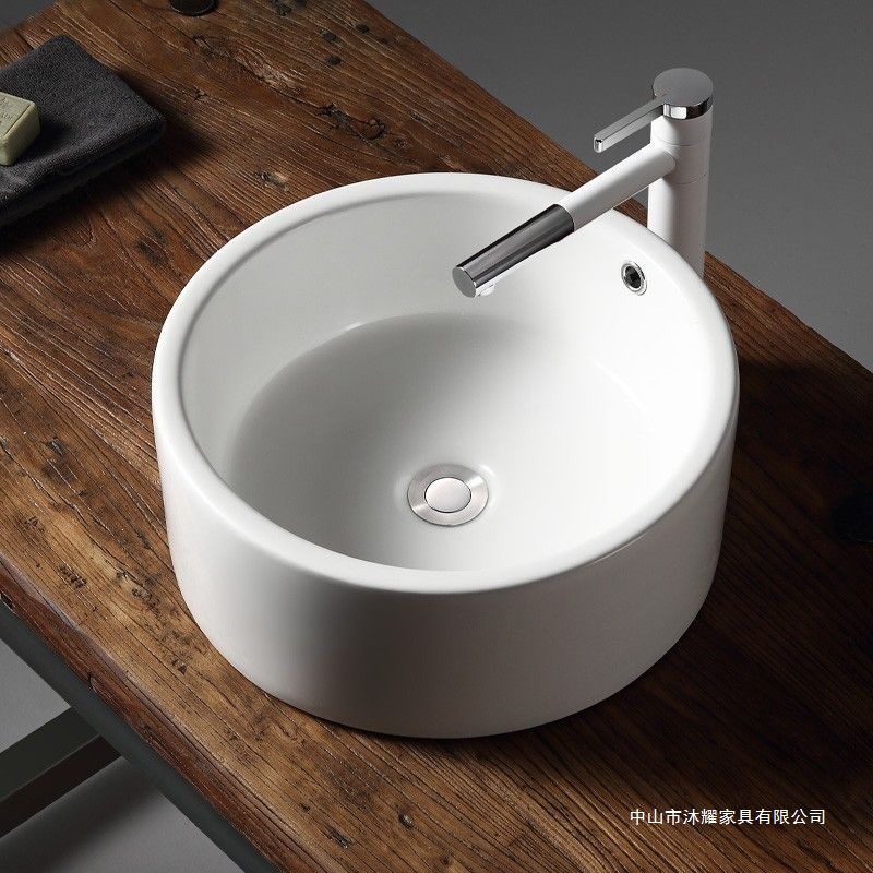 Artistic Countertop Basin Small Size Balcony Countertop Washbasin Ceramic Washbasin Single Basin Round Household