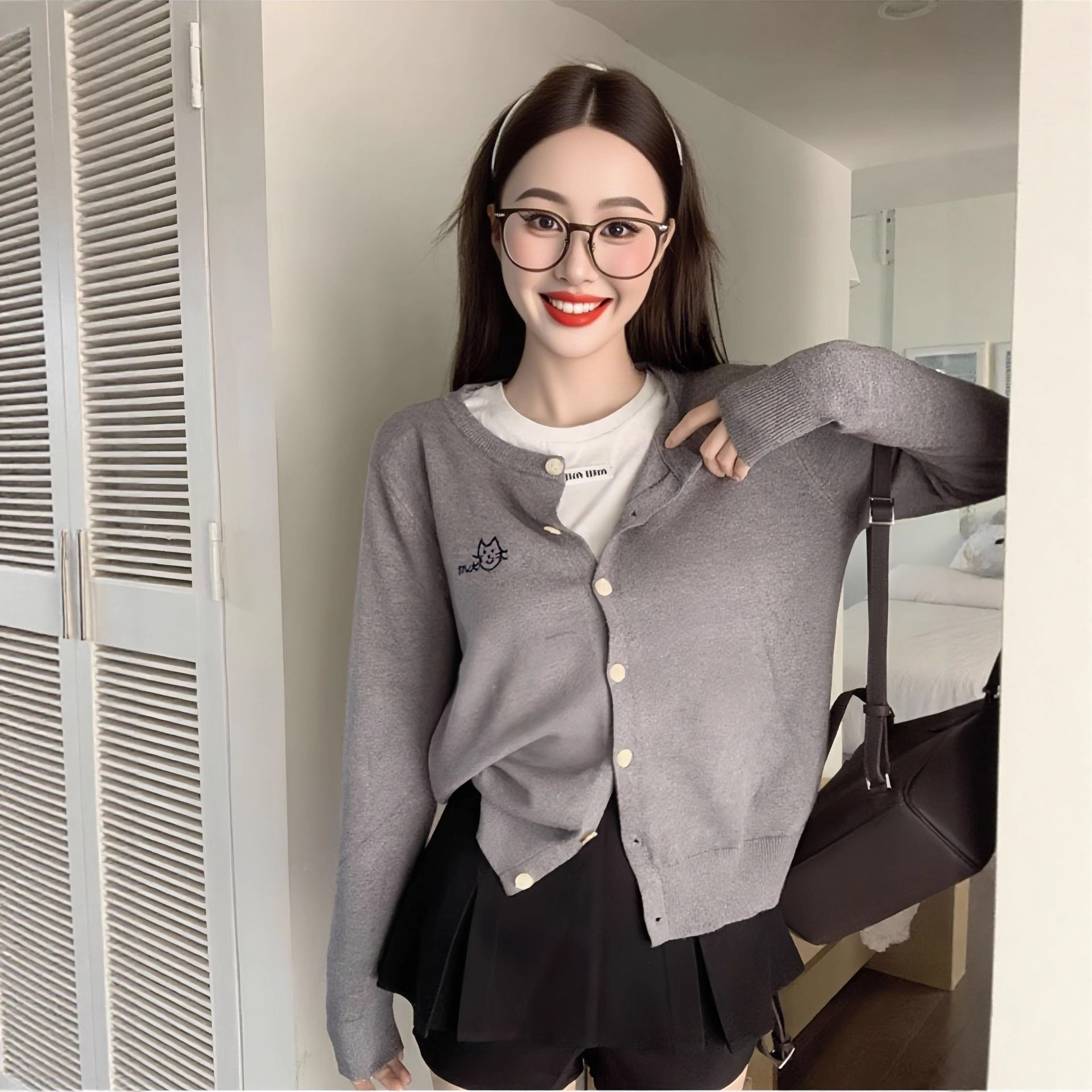 针织开衫外套女春秋季宽松外搭小披肩薄毛衣打底短款长袖上衣冬季