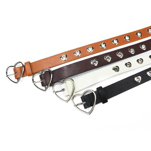 Amazon's new belt for women punk heart-shaped air-eye hollow decoration Baita women's belt European and American jeans belt